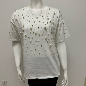 Kate spade Pearl rhinestone studded detail tee